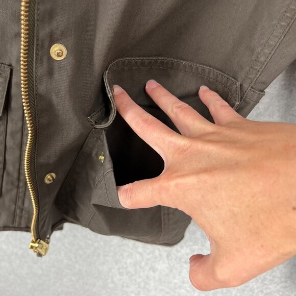 J Crew Womens Relaxed Boyfriend Field Jacket Size XS Olive Green Brown Waxed - Picture 4 of 12
